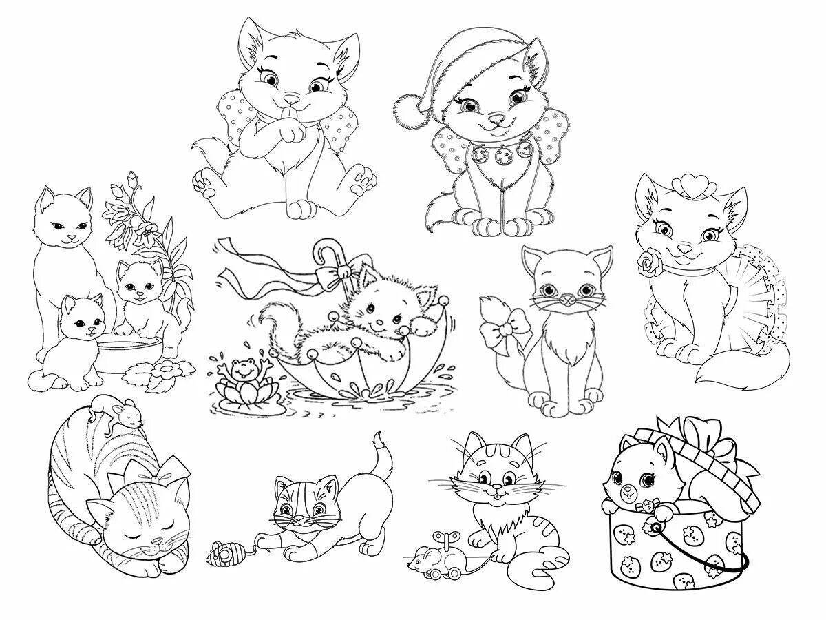 Coloring fluffy kittens