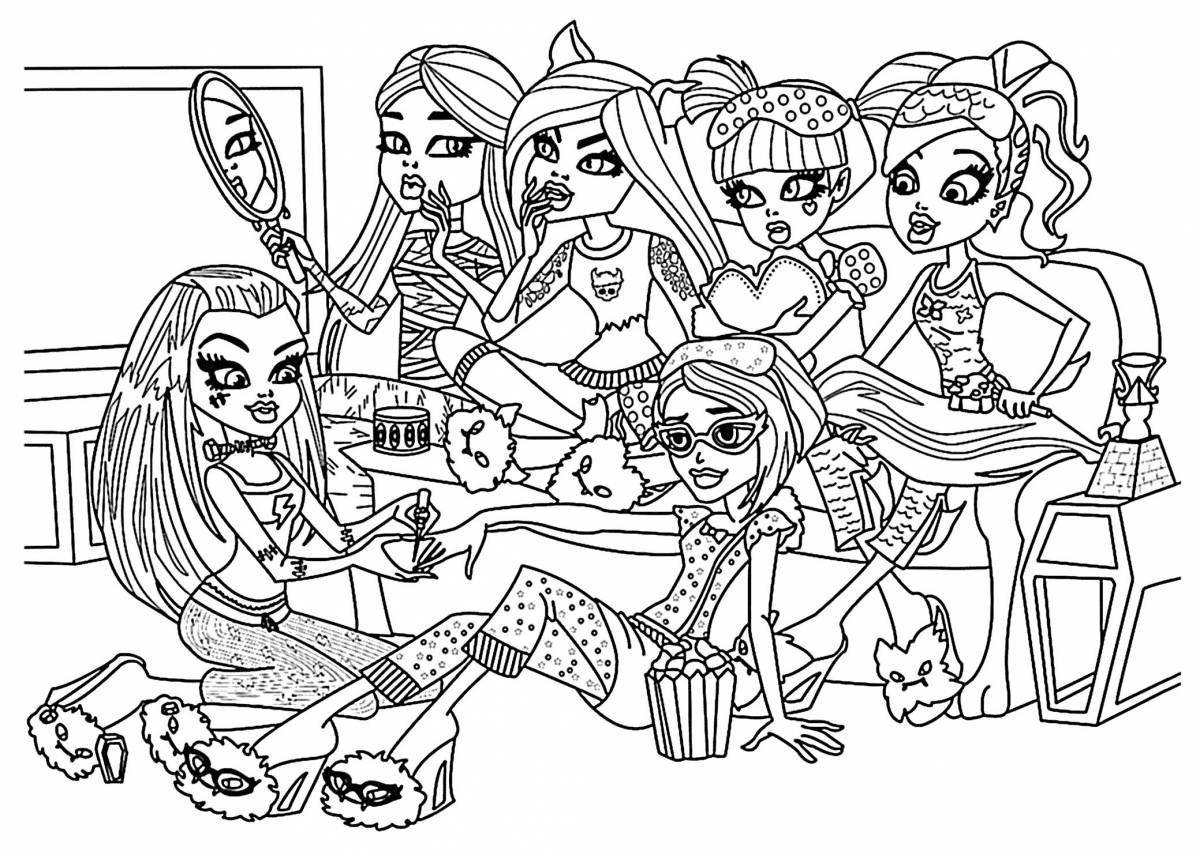 Colorful monster high coloring book for kids