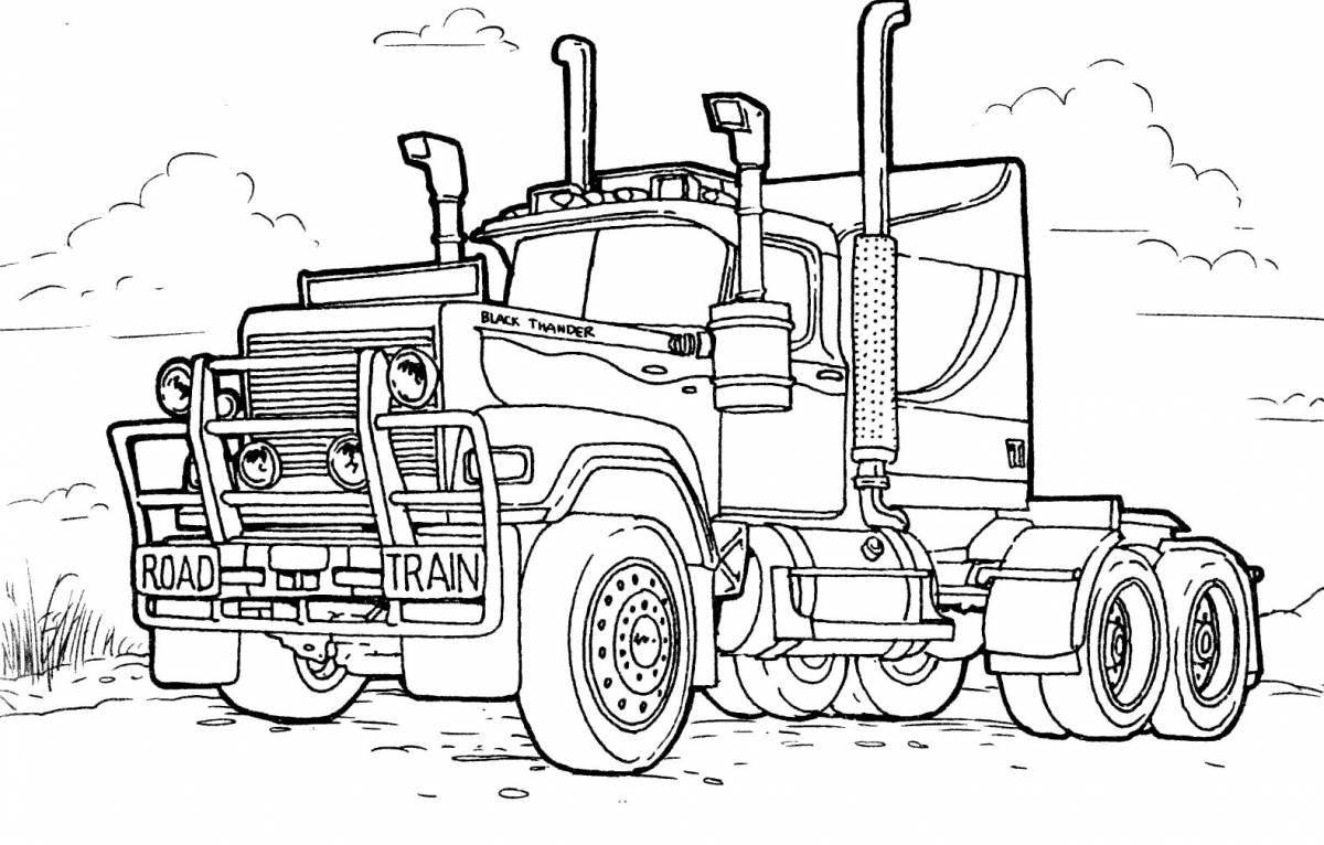 Coloring book shining truck for boys