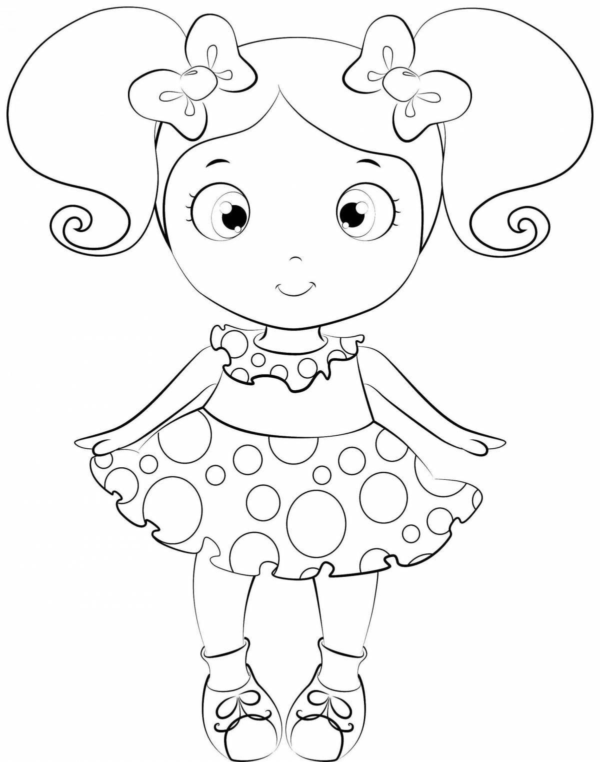 Stylish coloring of baby doll in a dress