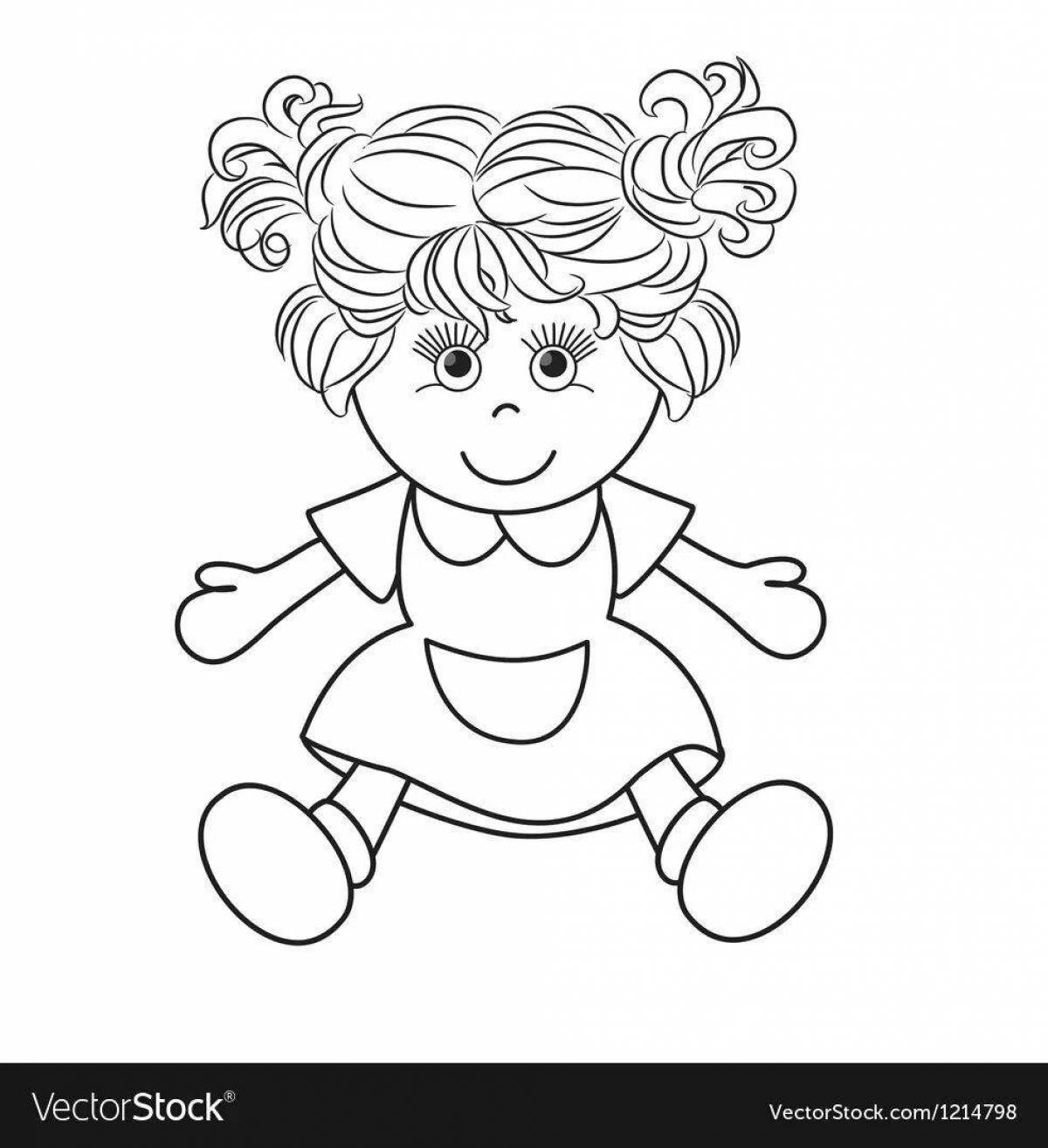Playful coloring of baby doll in a dress