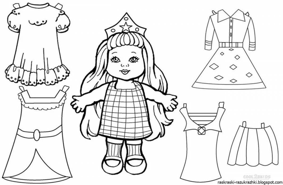 Vivacious coloring page baby doll in dress