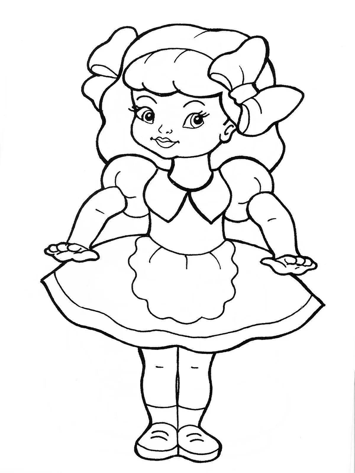 Silly coloring doll in a dress