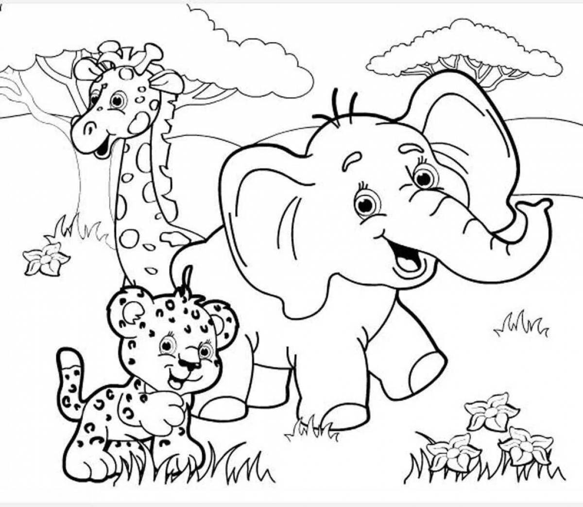 Colorful animal coloring book for children 6-7 years old