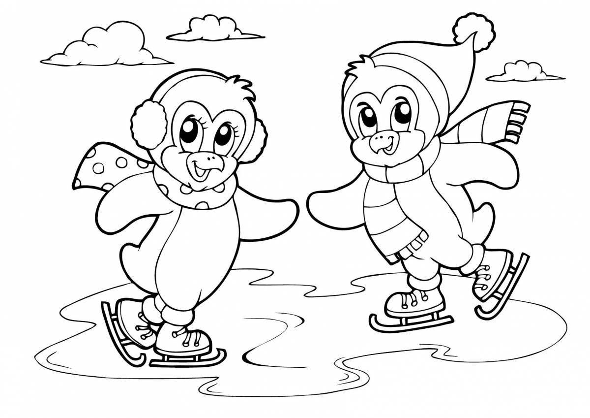 Funny coloring pages skates for children 5-6 years old