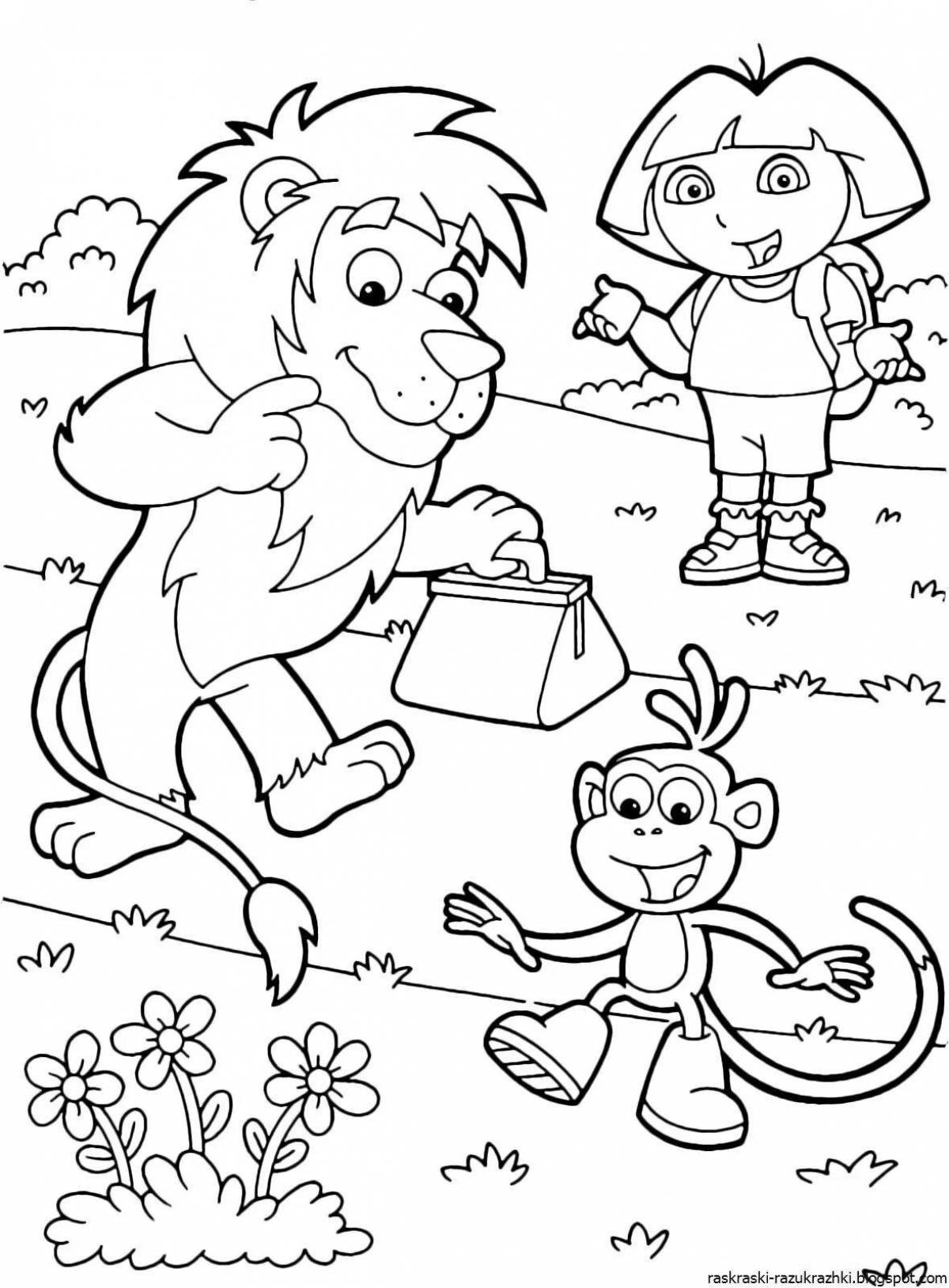 Colorful playful cartoon children's coloring book