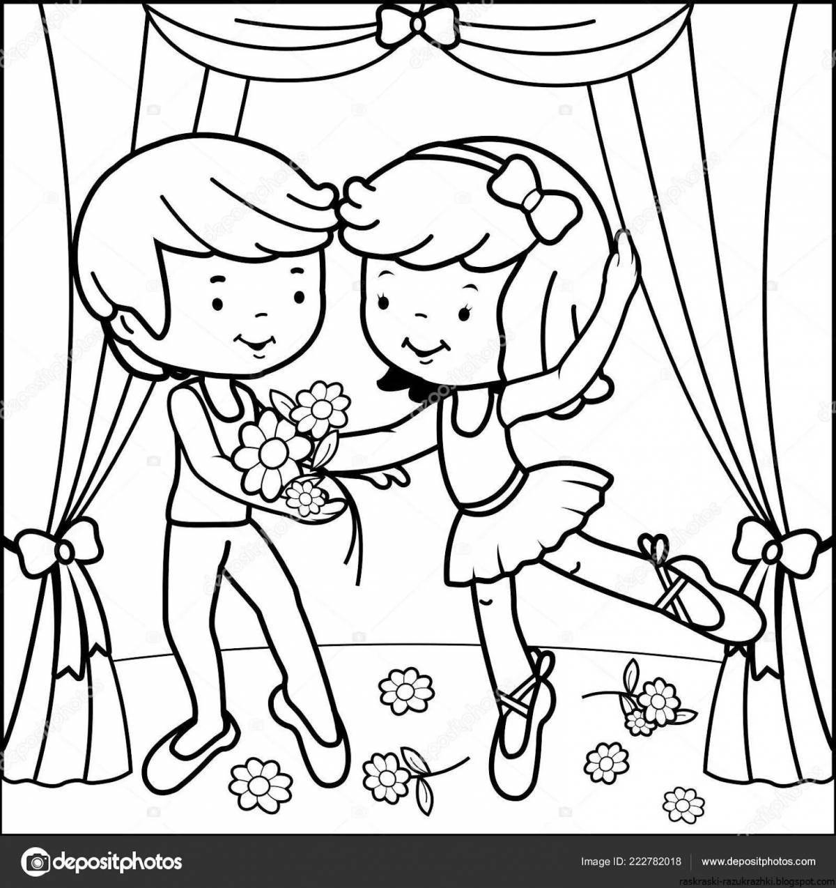 Colorful theatrical coloring book for kids