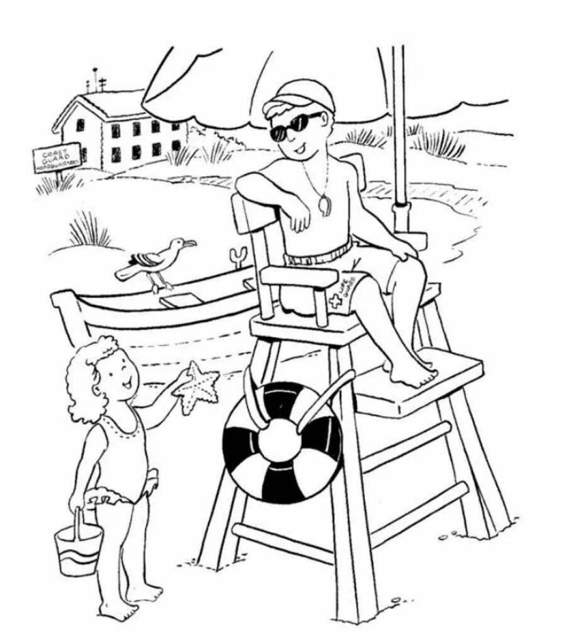 Water safety colorful coloring page