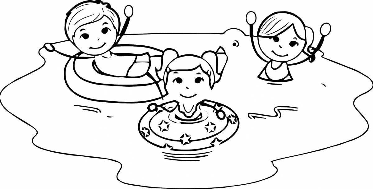 Water Safety Playful Coloring Page