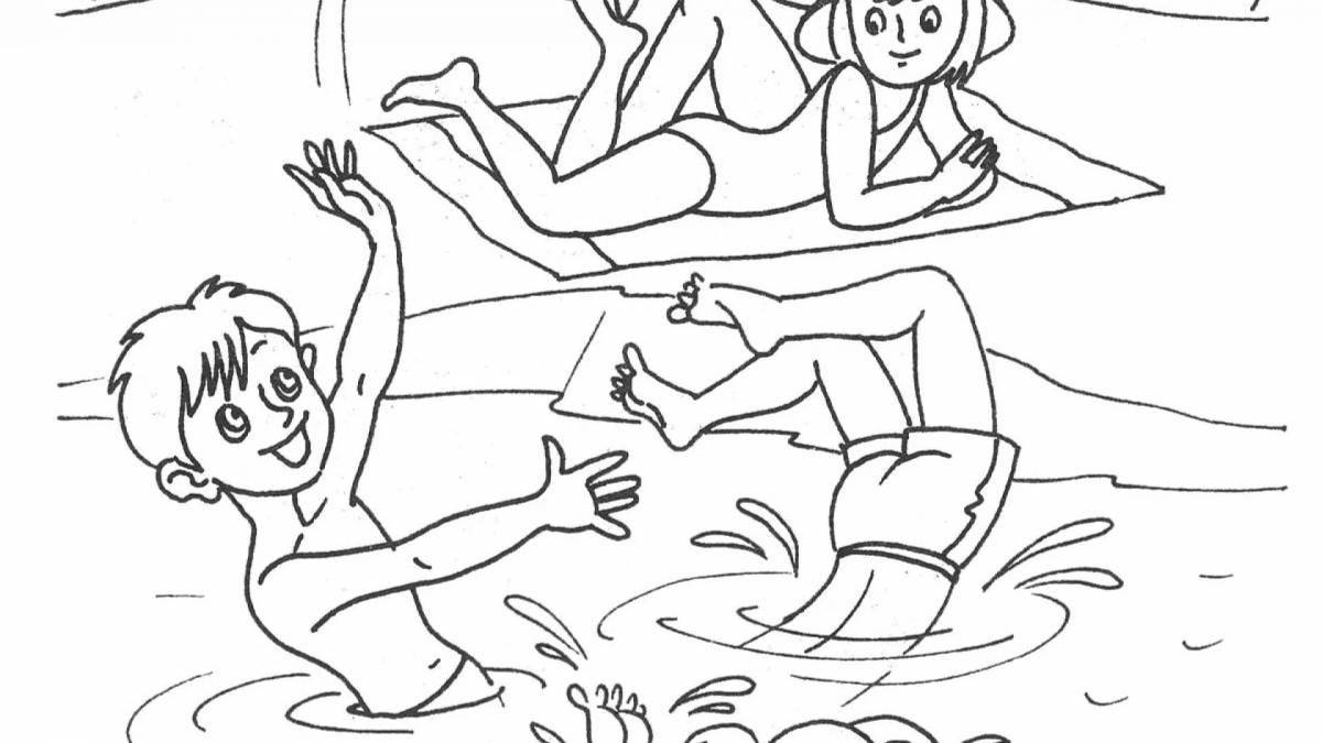 Tempting water safety coloring page