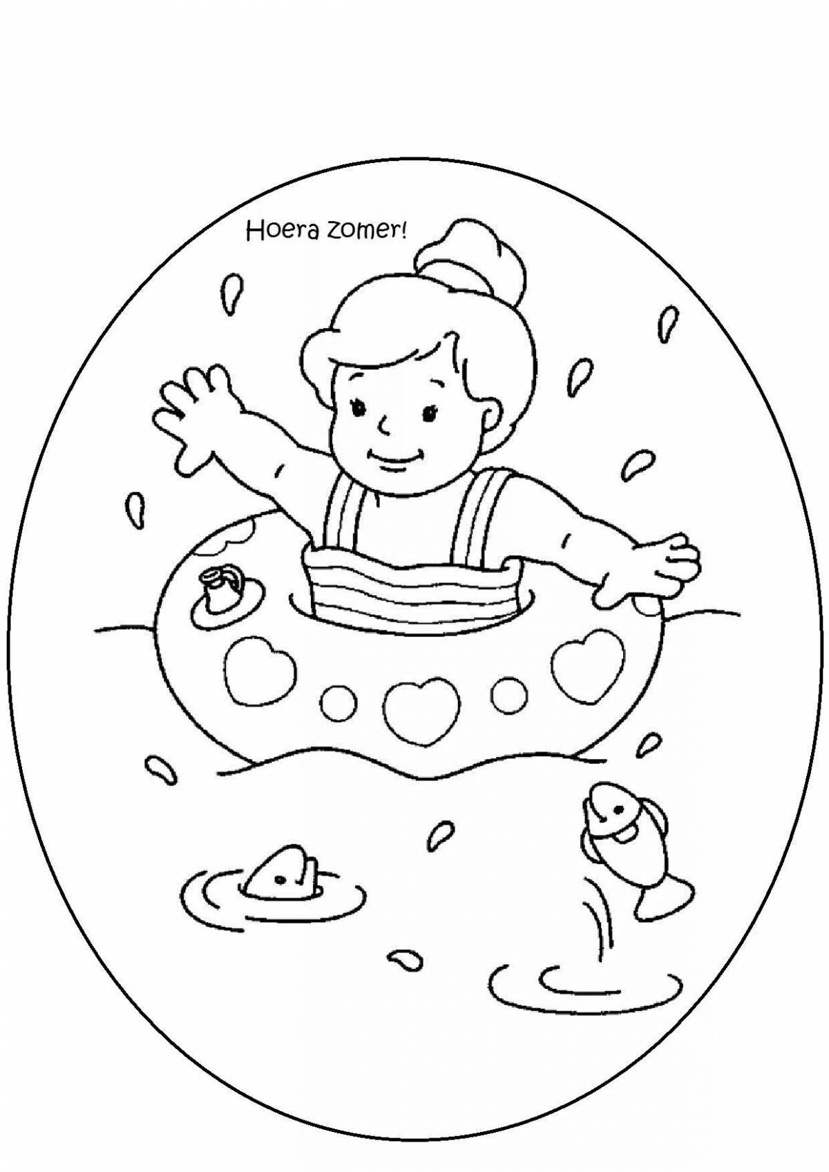 Cute water safety coloring page