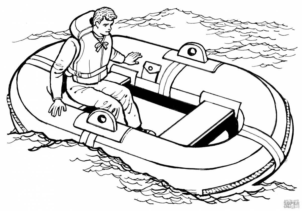 Комическая страница раскраски по безопасности на воде