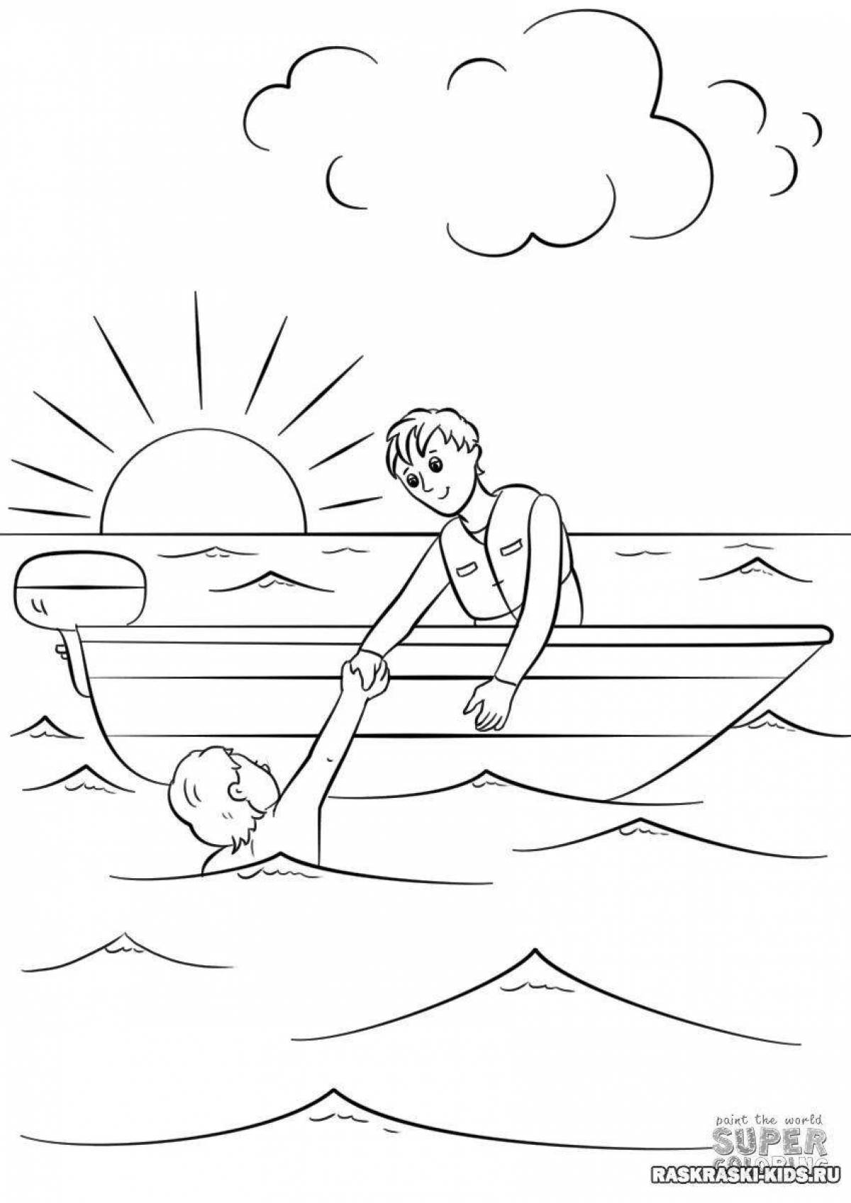 Interesting water safety coloring page
