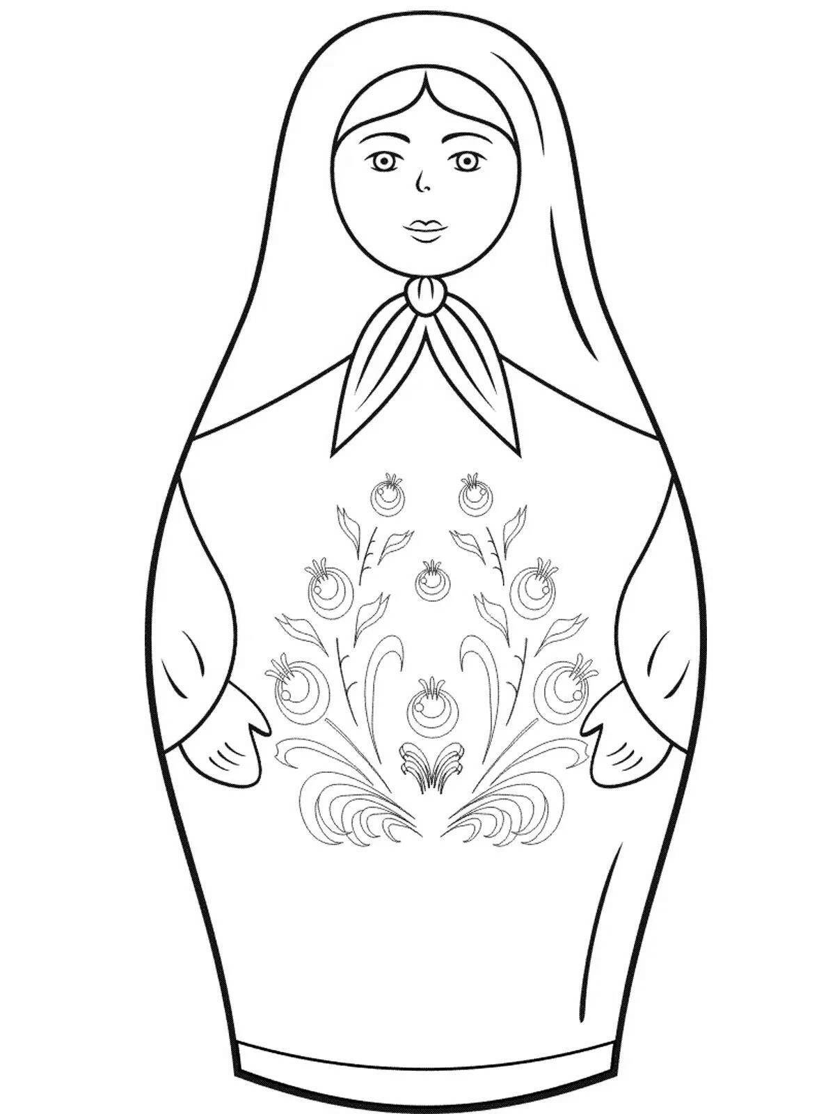 Coloring book sweet matryoshka for children