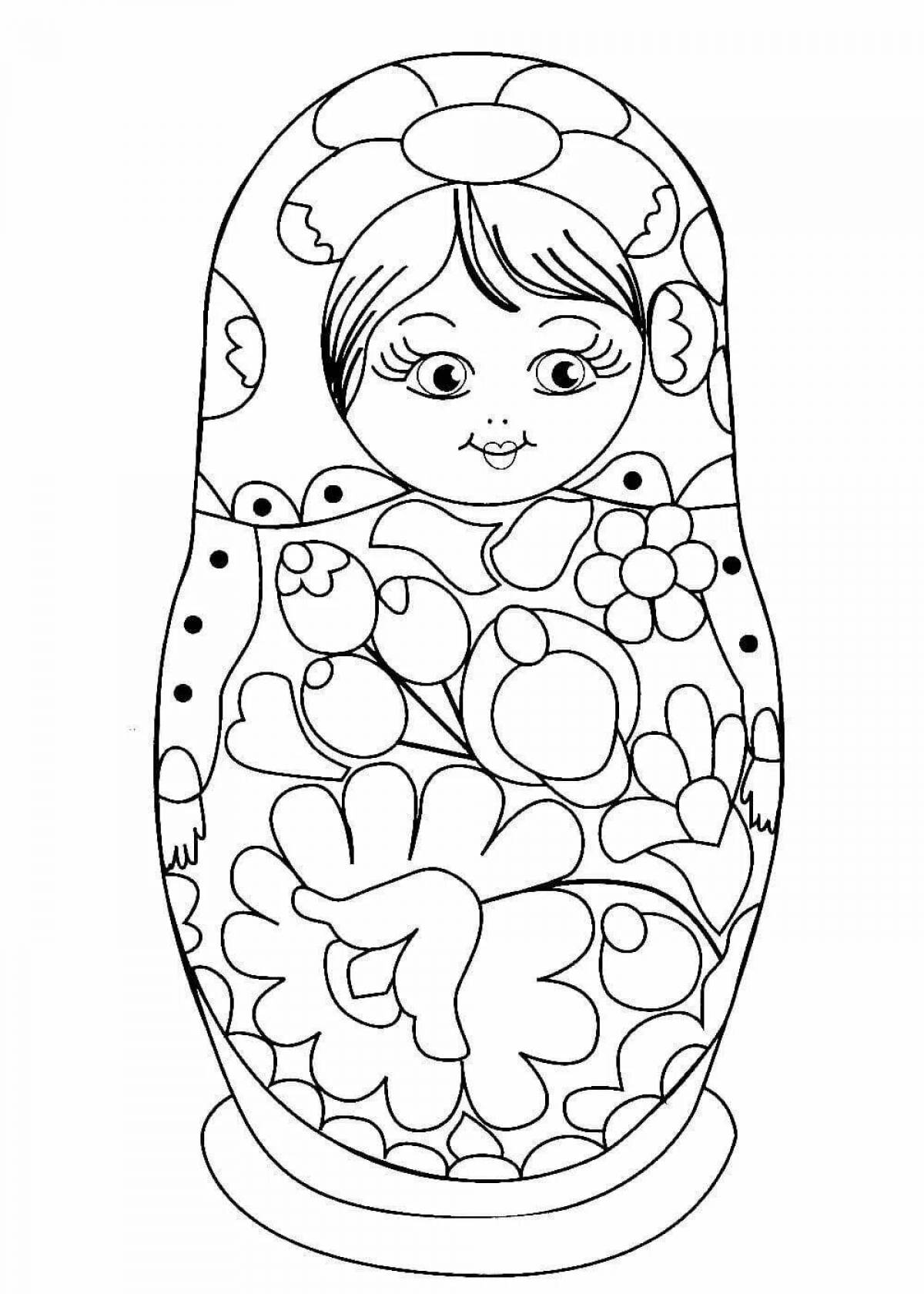 Creative nesting doll coloring template for kids