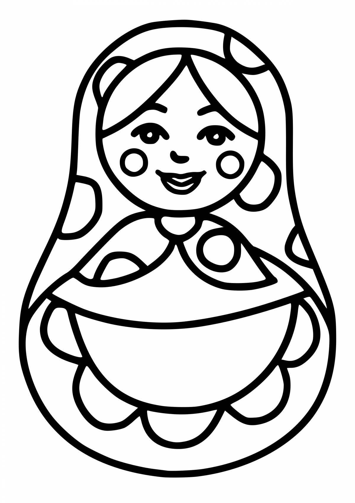 Unique nesting doll coloring template for kids