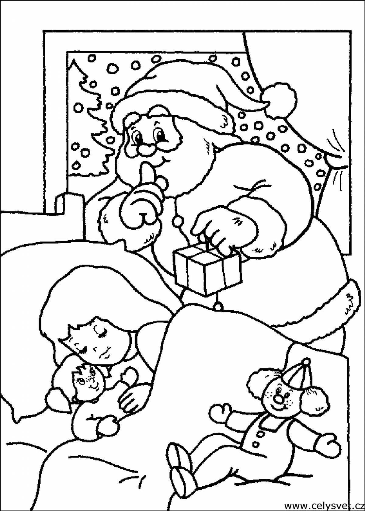 Праздничная рождественская раскраска для детей 3-4 лет
