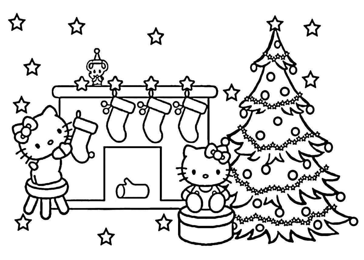 Яркая рождественская раскраска для детей 3-4 лет