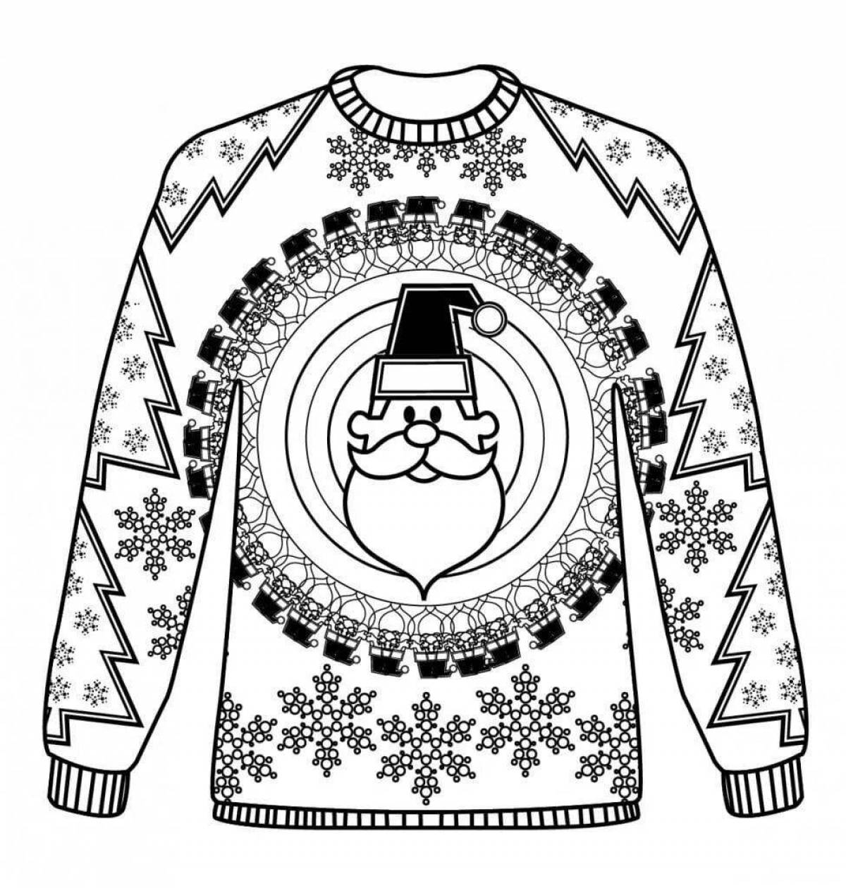 Glitter sweater coloring page for preschoolers