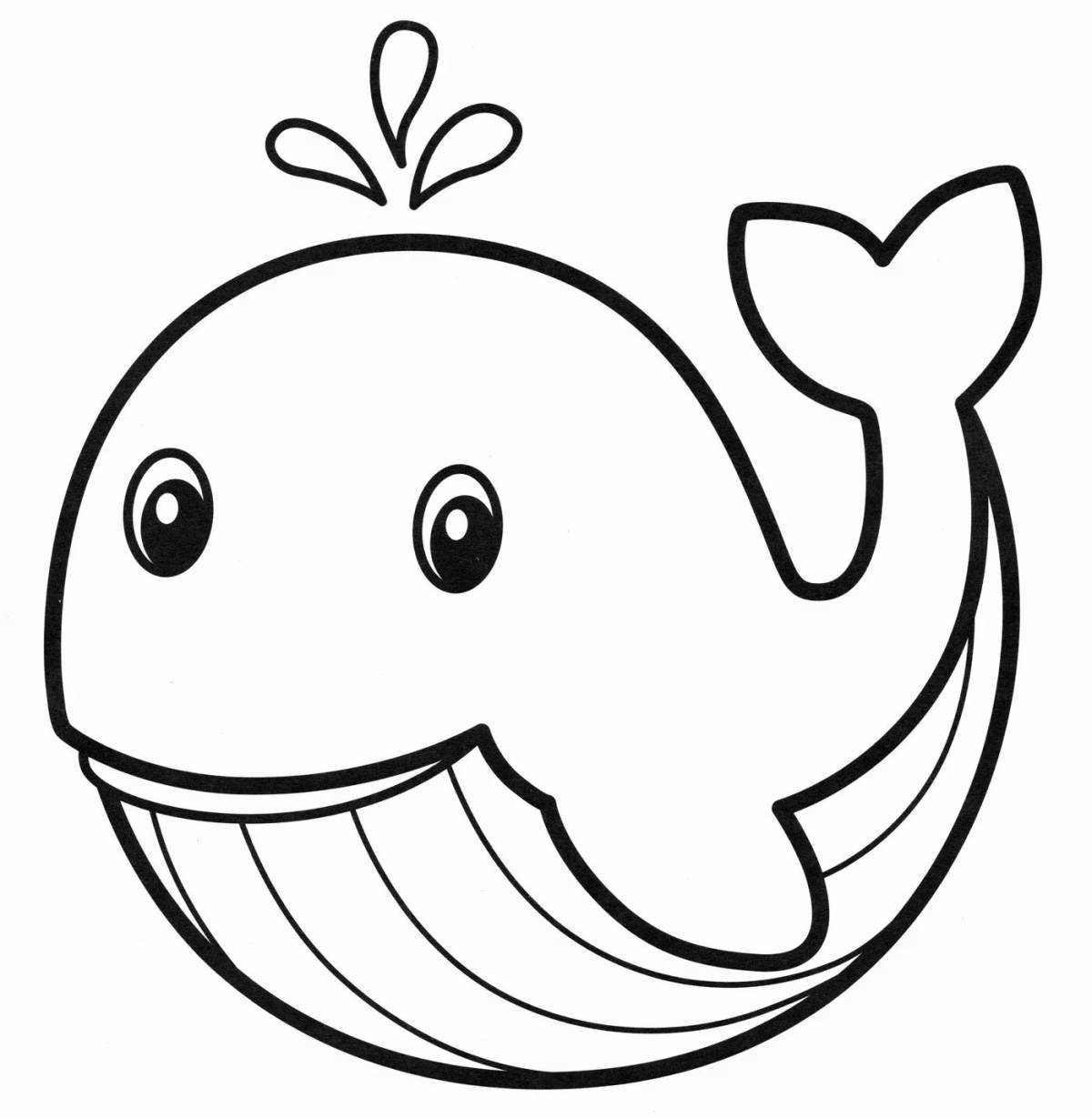 Colorful whale coloring page for 3-4 year olds