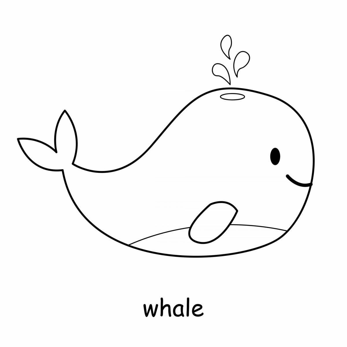 Яркая раскраска с китами для детей 3-4 лет