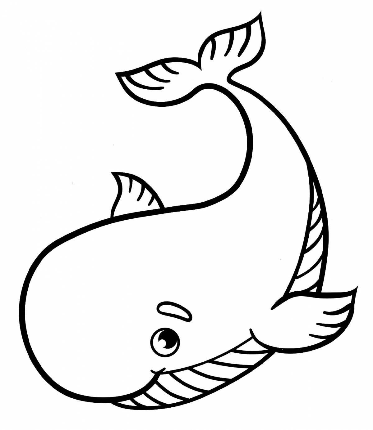 Fun coloring book with whales for 3-4 year olds