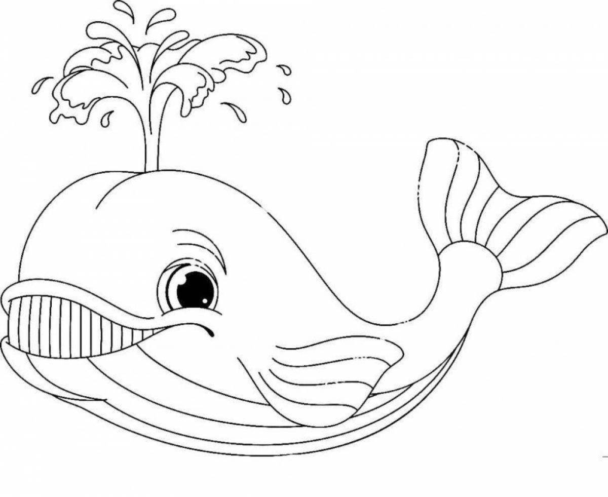 Fabulous coloring book with whales for children 3-4 years old