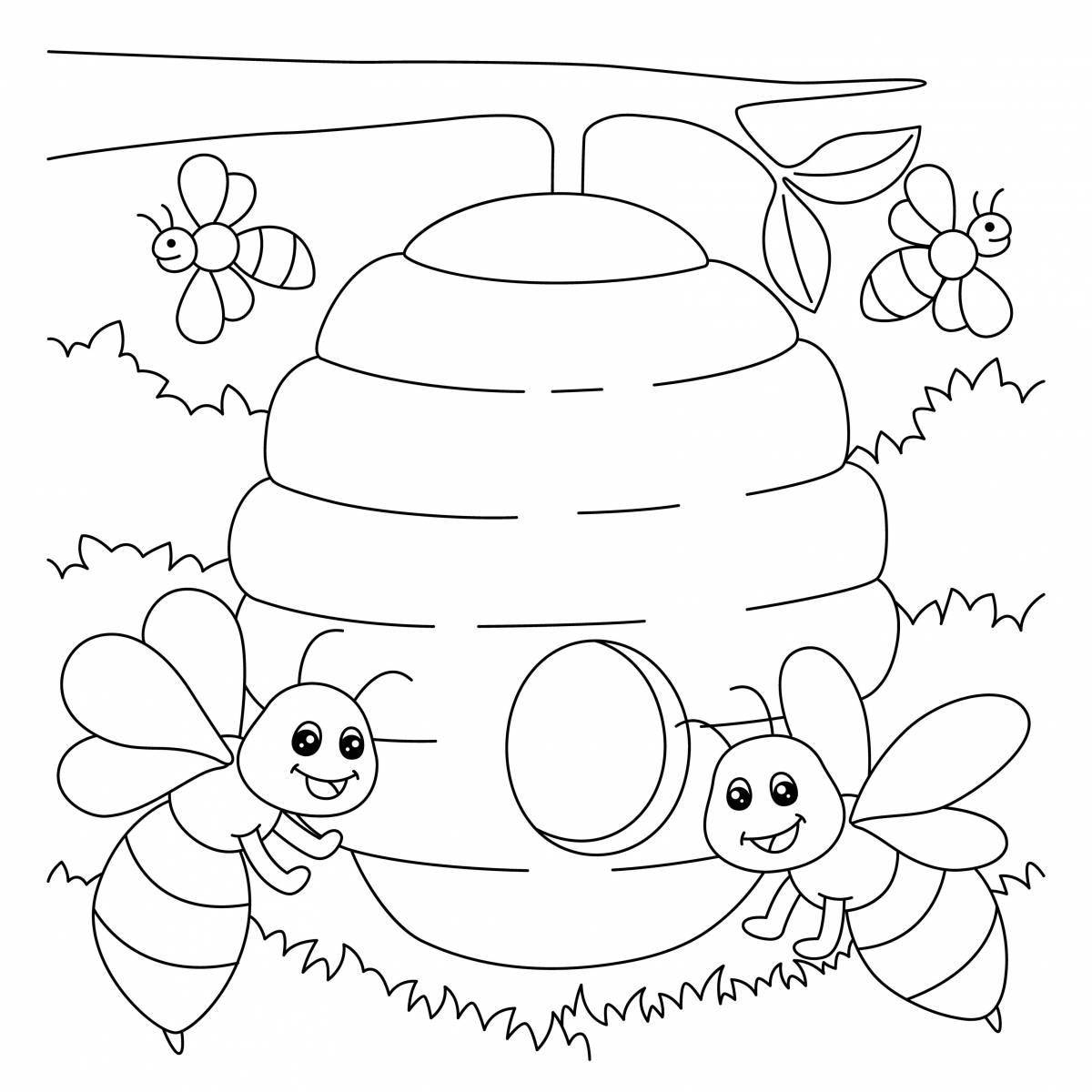 Очаровательная пчелка-раскраска для детей 3-4 лет
