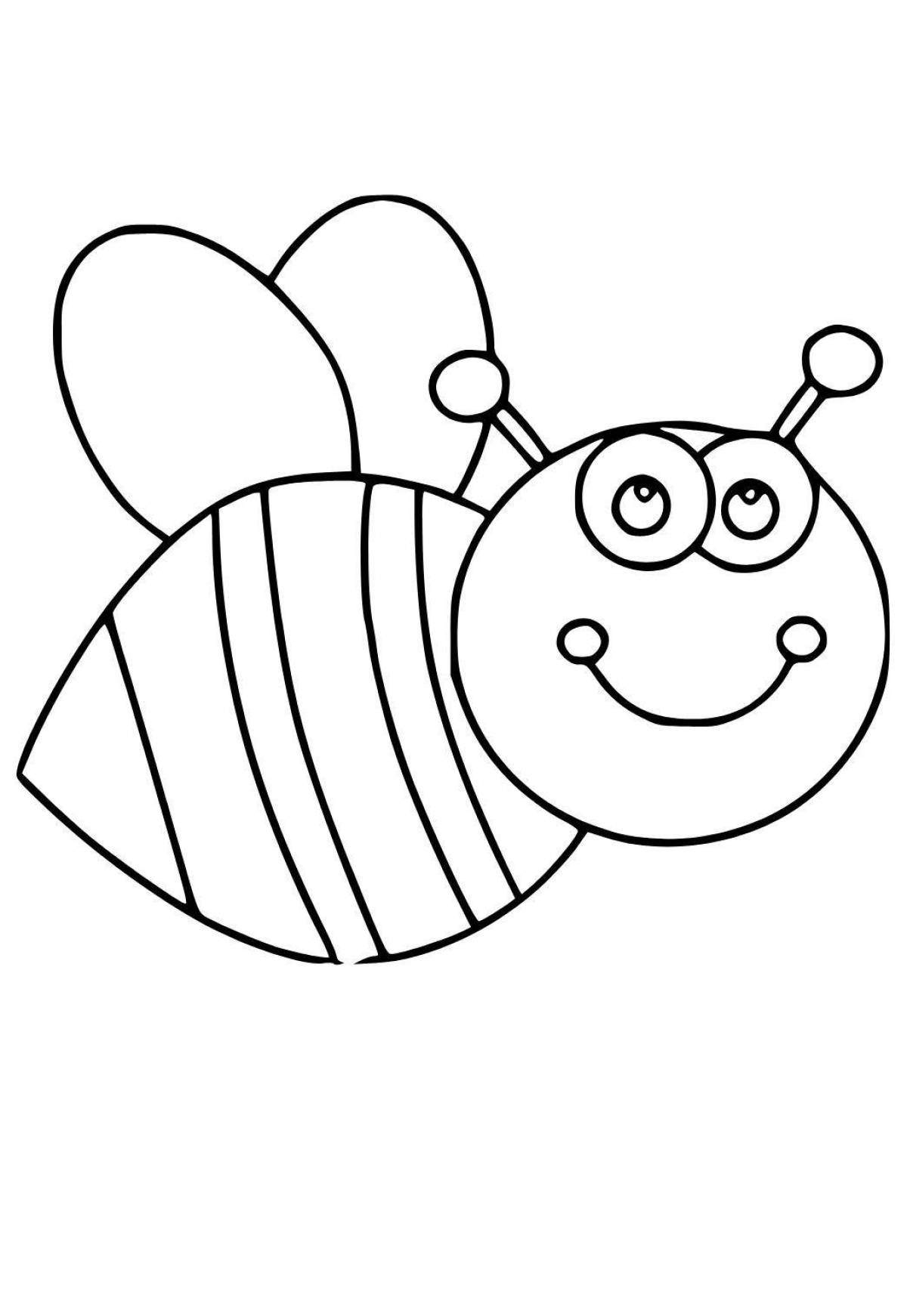 Adorable bee coloring page for 3-4 year olds