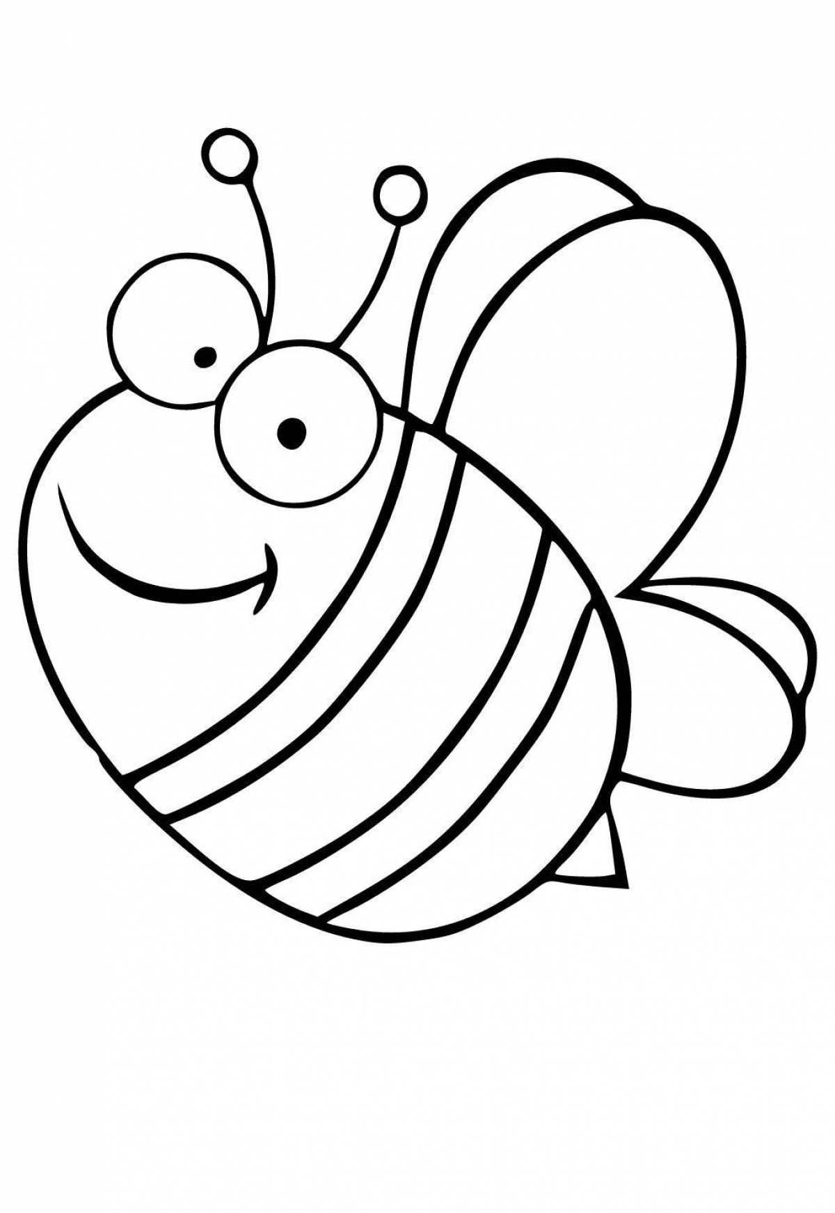 Веселая раскраска пчелы для детей 3-4 лет