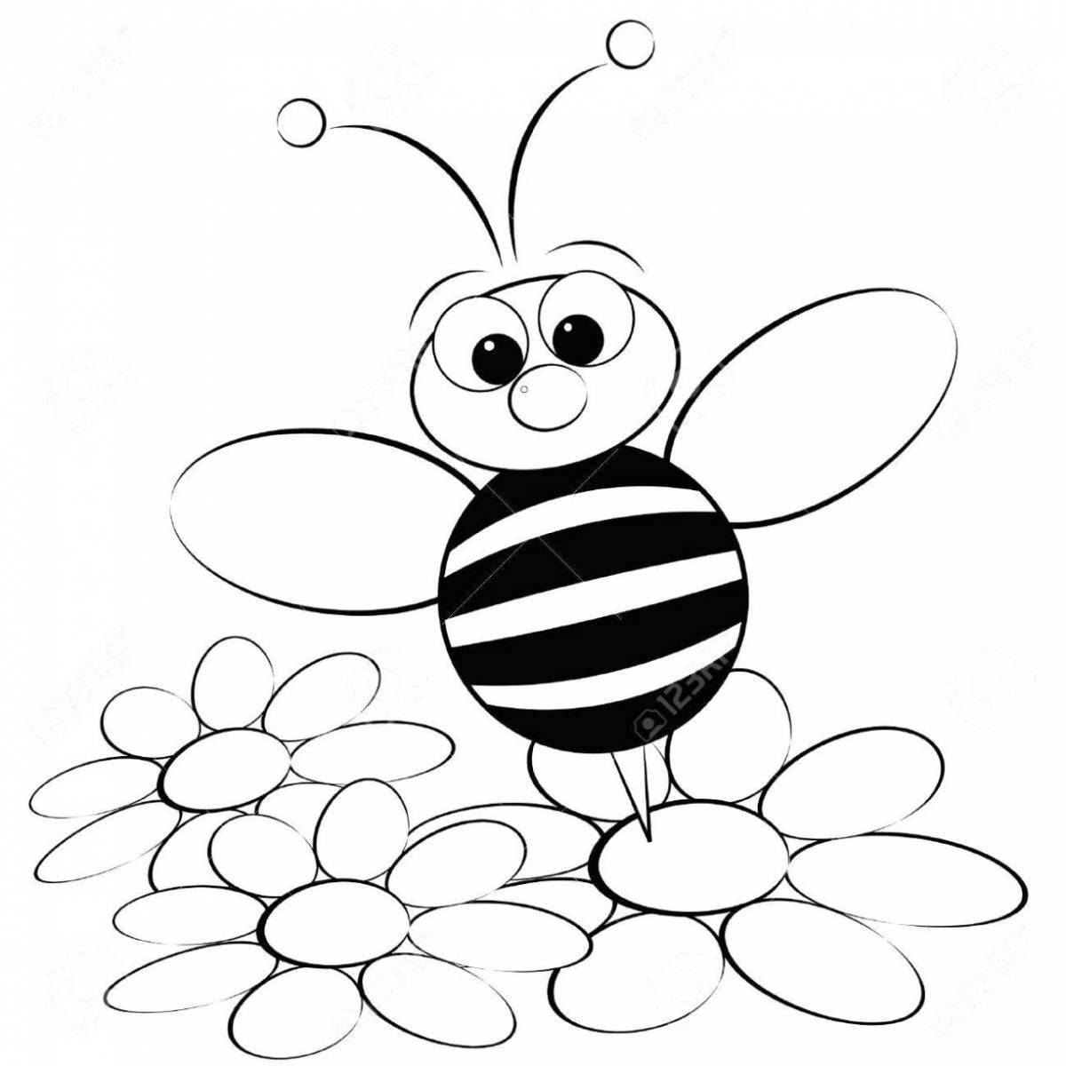 Coloring book nice bee for children 3-4 years old
