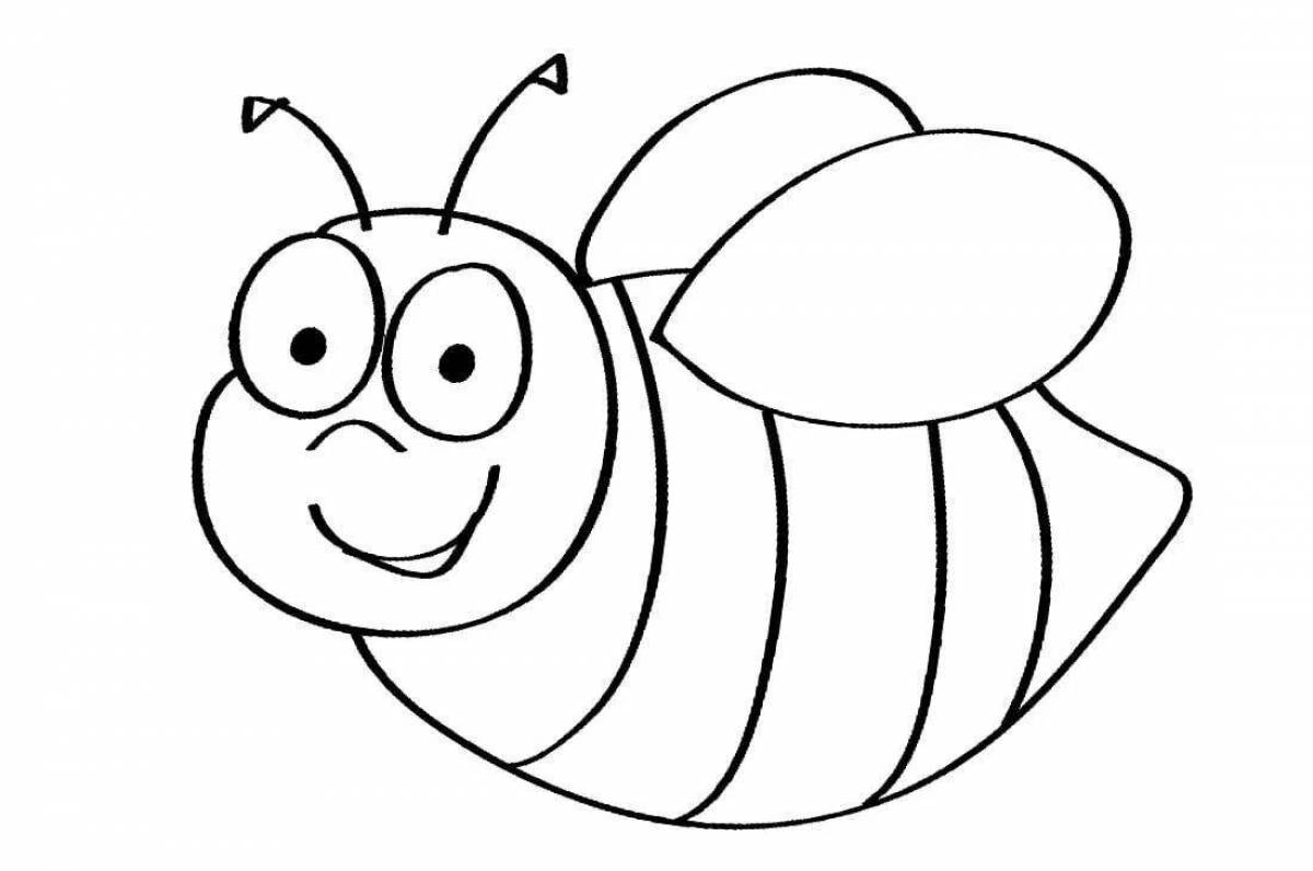Coloring book happy bee for children 3-4 years old