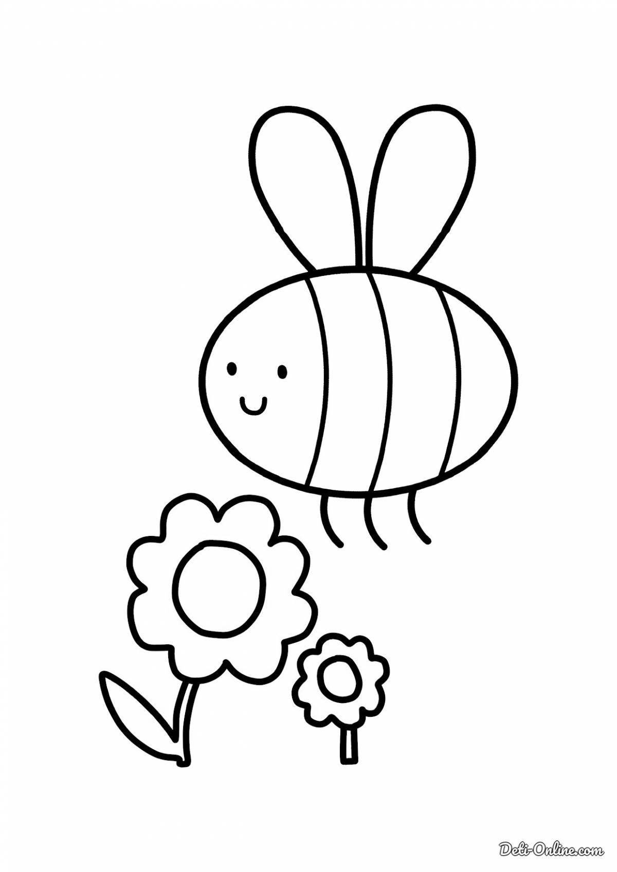 Strange bee coloring book for 3-4 year olds