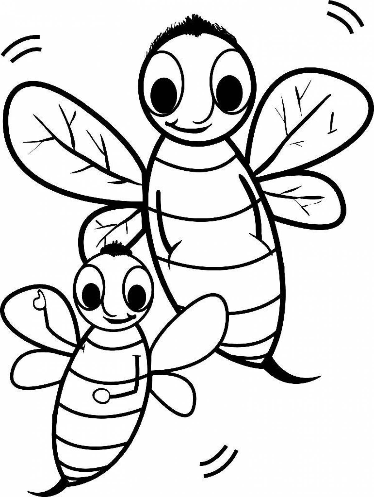 Яркая пчелка-раскраска для детей 3-4 лет
