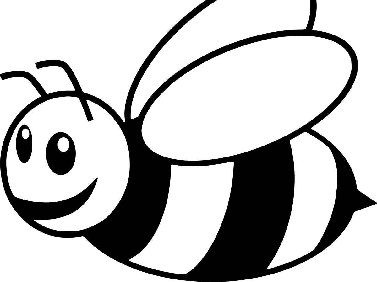 Animated bee coloring page for 3-4 year olds