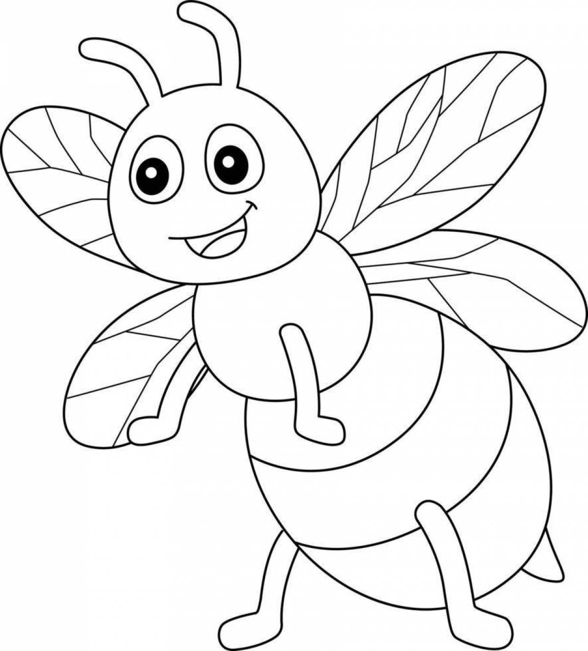 Coloring book funny bee for children 3-4 years old