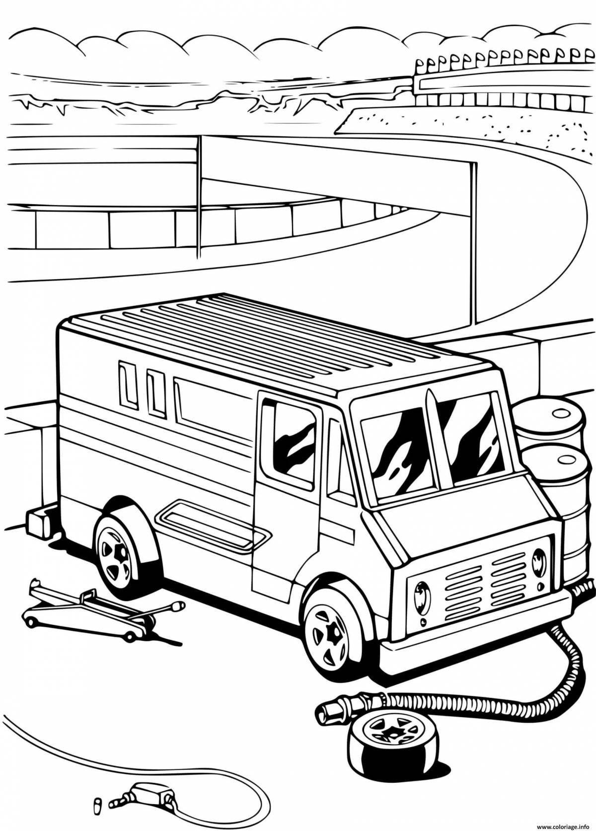 Radiant mobile home coloring page for preschoolers