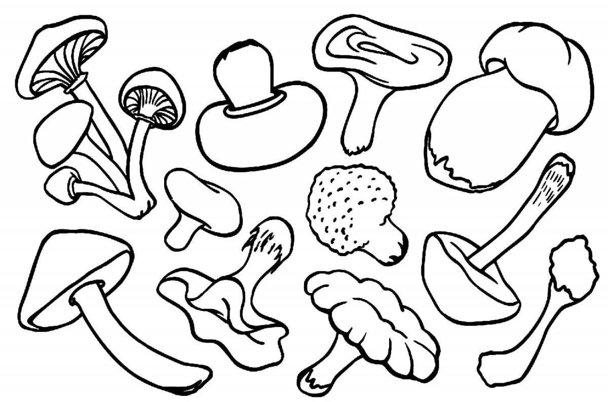 Сказочные грибы-раскраски для детей 3-4 лет