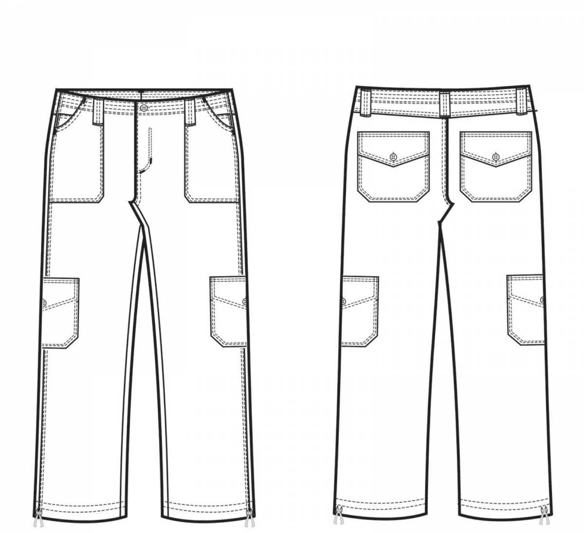 Анимированная страница раскраски штанов для детей 3-4 лет