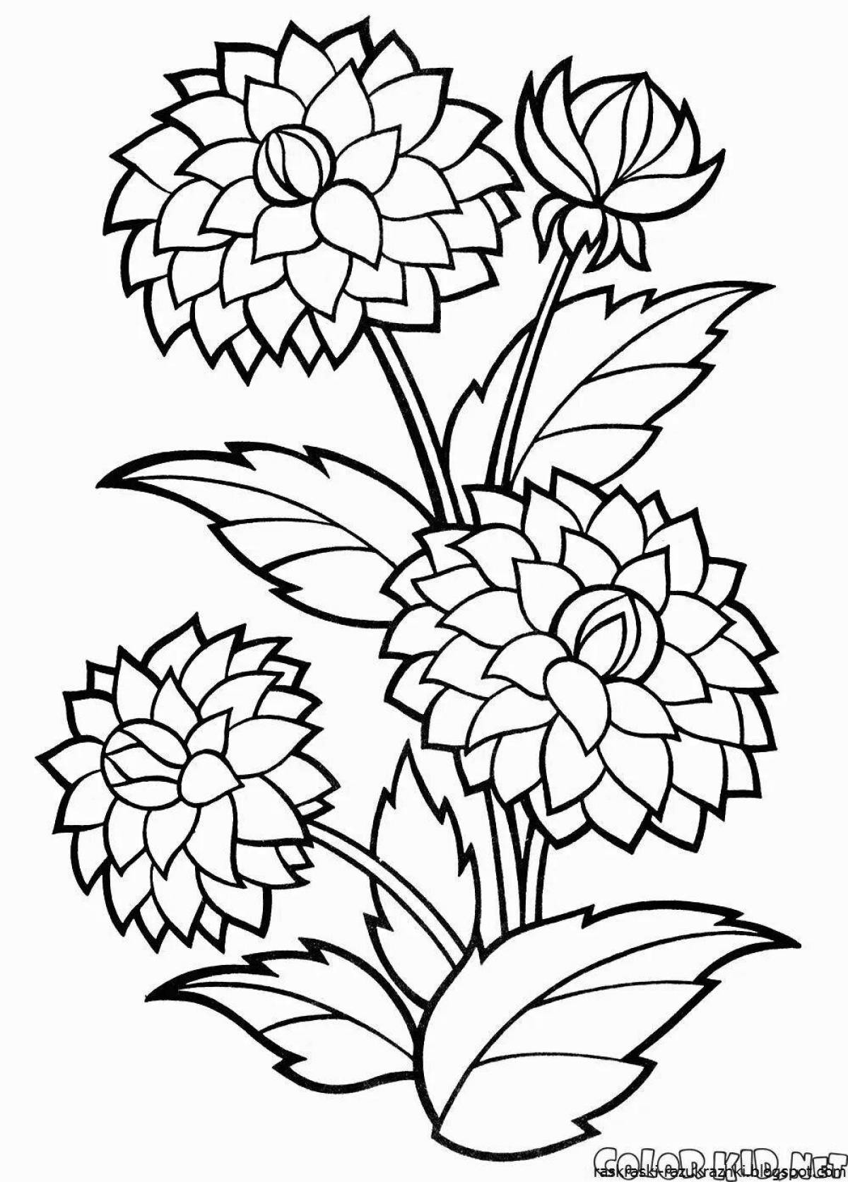 Delightful coloring flower for children 5-6 years old