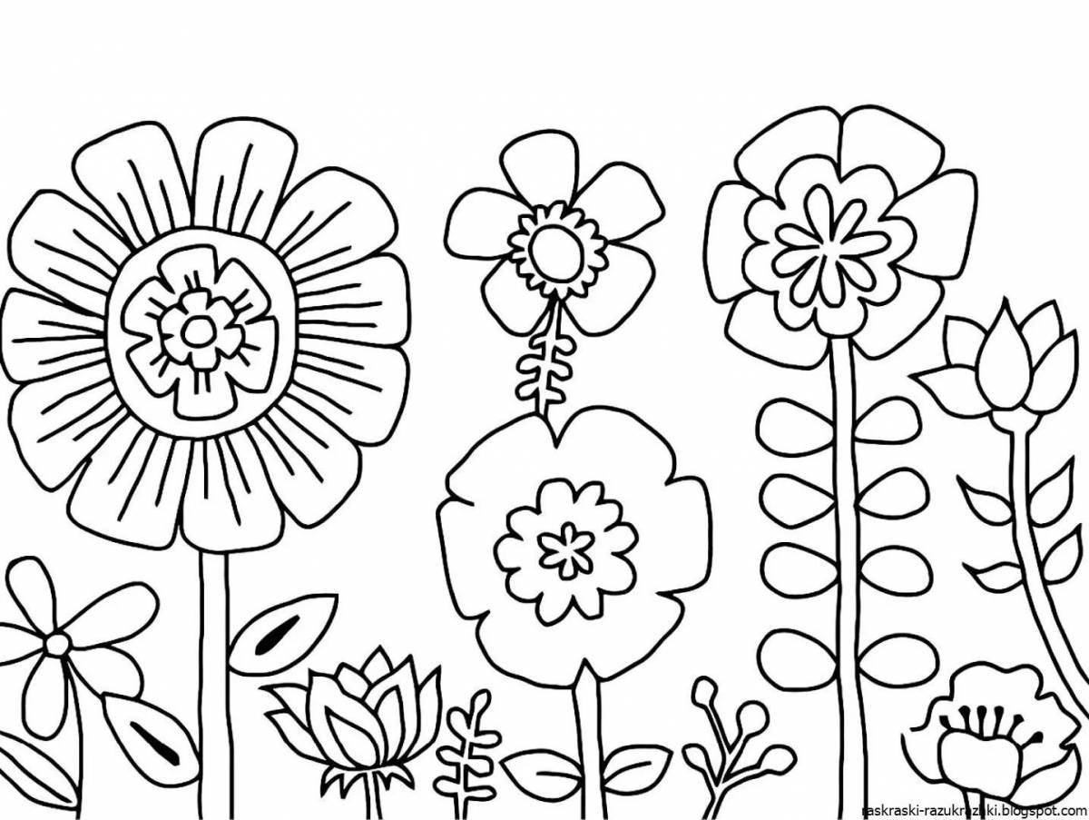 Cute coloring flower for children 5-6 years old