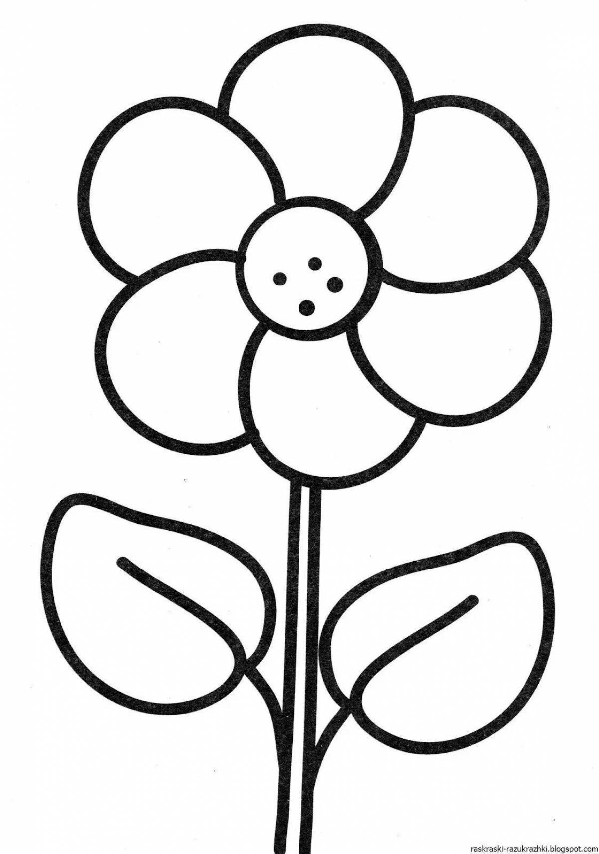 Весёлая раскраска цветок для детей 5-6 лет