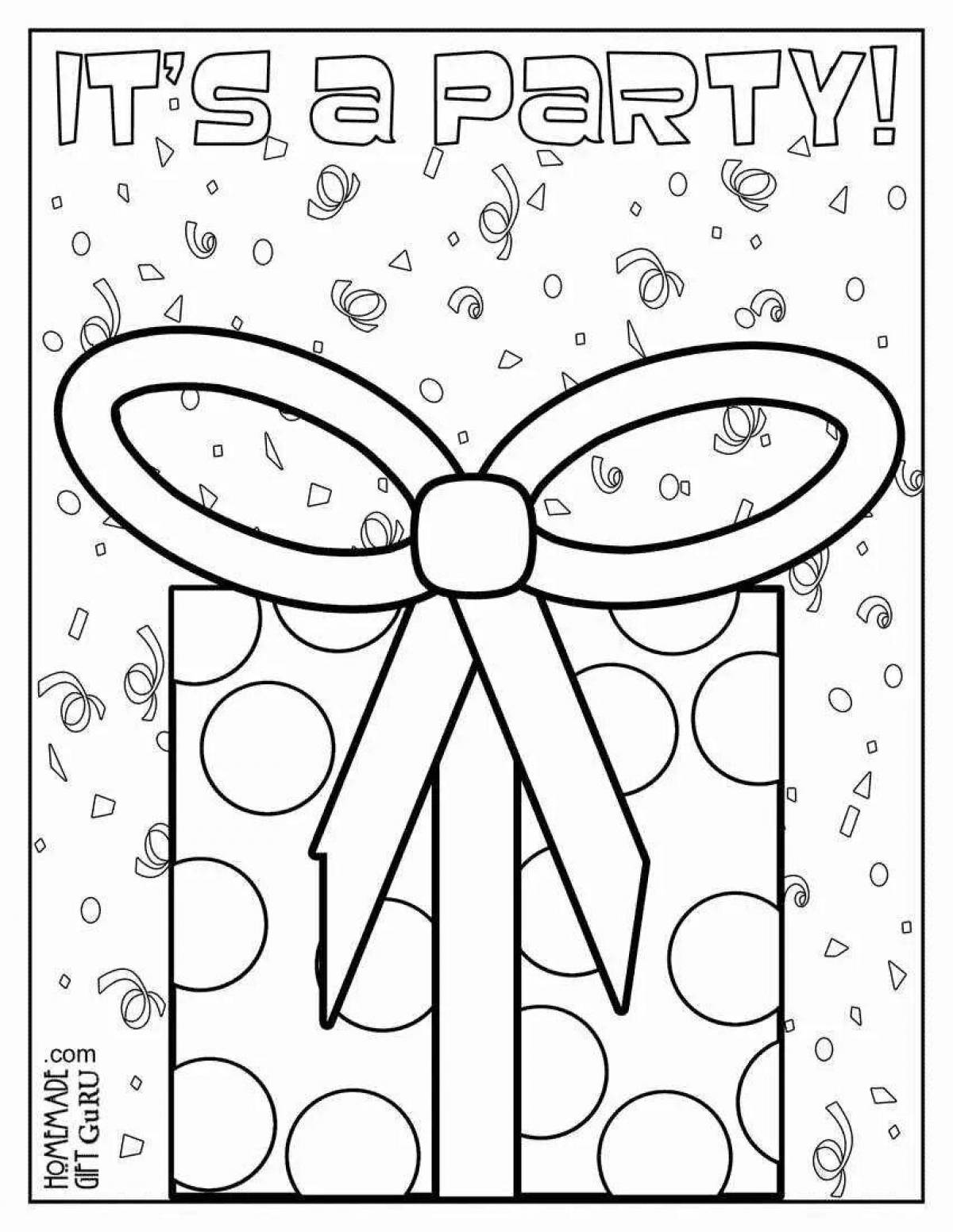 Glowing girls birthday invitation coloring page