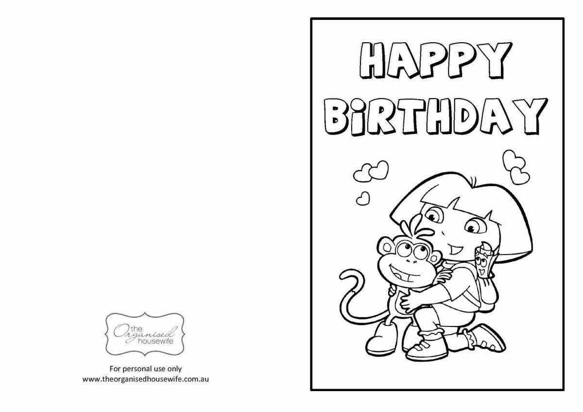 Radiant girls birthday invitation coloring page