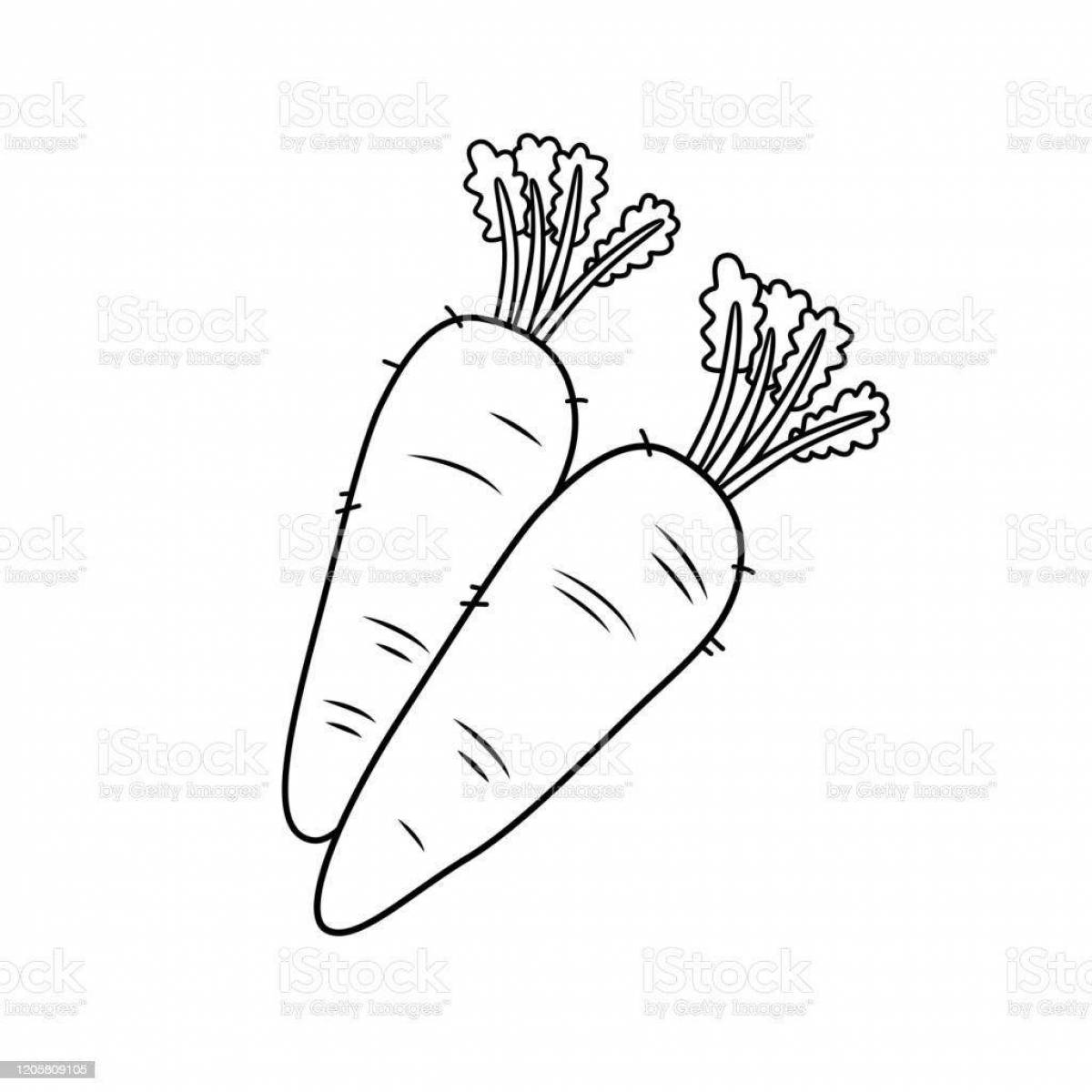 Яркая морковная раскраска для малышей 2-3 лет