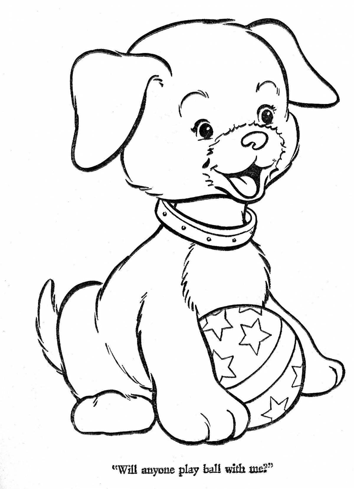 Playful dog coloring book for children 2-3 years old