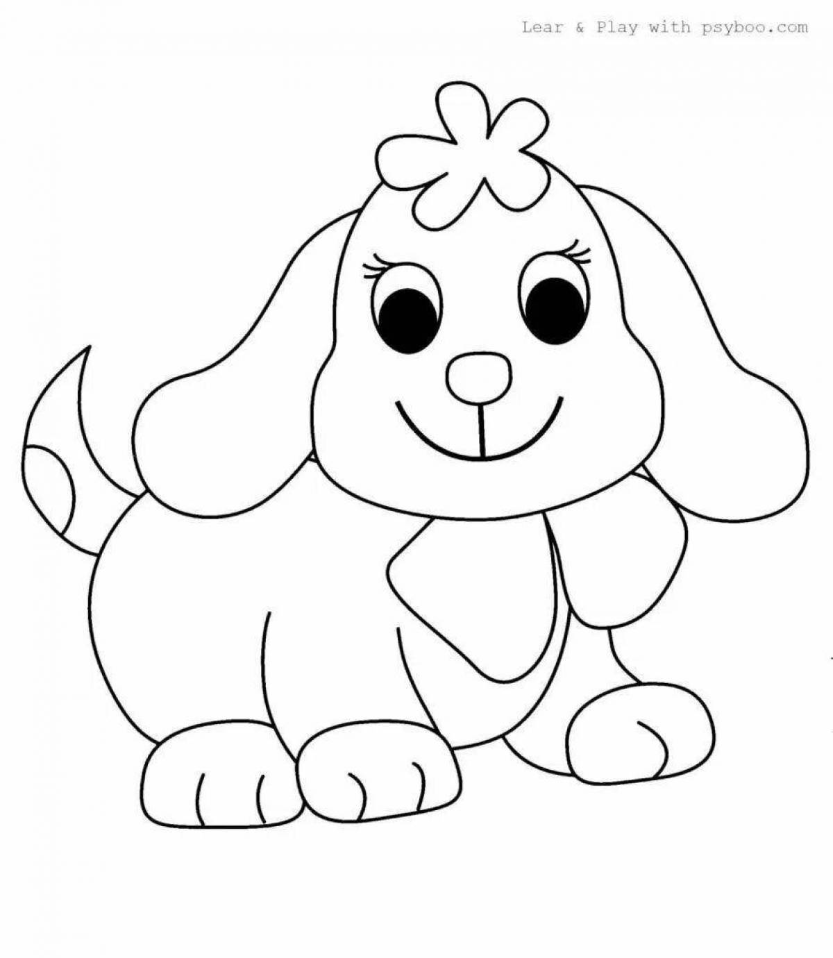 Colourful dog coloring book for 2-3 year olds