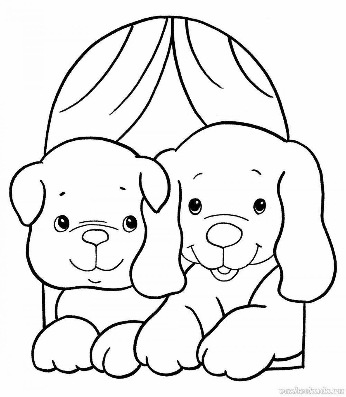 Funny dog ​​coloring for children 2-3 years old