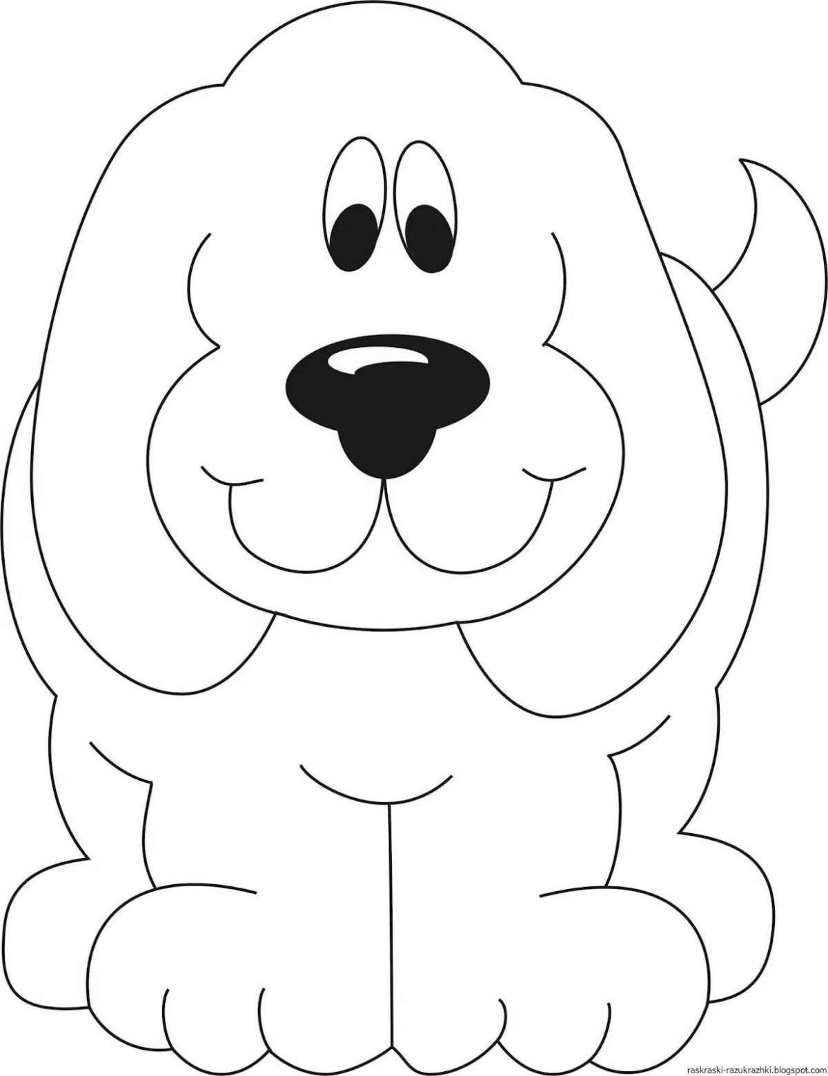 Fun coloring dog for children 2-3 years old