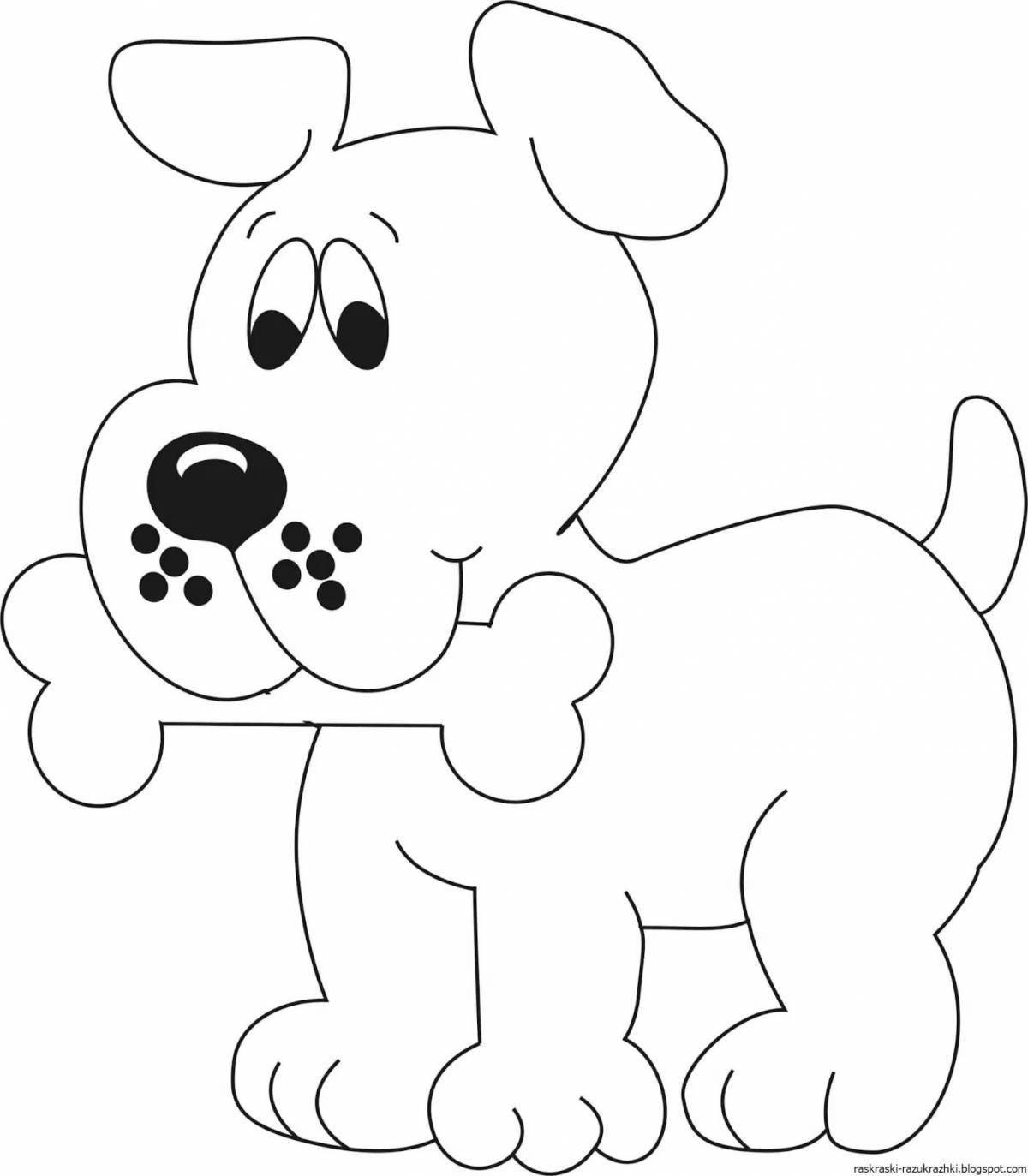 Раскраска веселая собачка для детей 2-3 лет